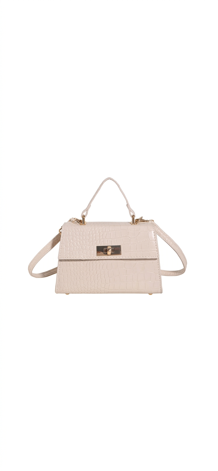Mini Metallic Alligator Crossbody Bag-beige