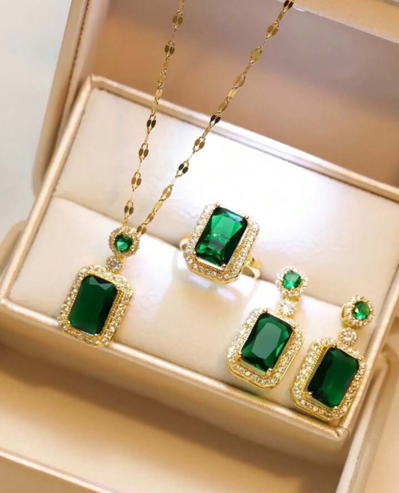 4pcs Luxury Crystal Rhinestone Jewelry Set For Women